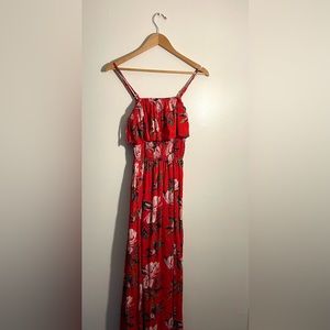 Sim & Sam Floral Midi Dress, Red, XS (US)